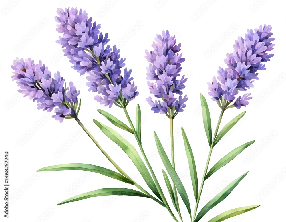 Naklejka premium Watercolor Lavender Sprigs