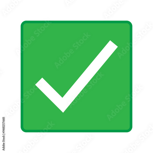 Green positive vote button with checkmark accept complete task badge flat vector illustration. Success confirmation logotype keypad agree approved check mark. Done checkbox. Tick button emoji icon. Free Download Green positive vote button with checkmark accept complete task badge flat vector illustration. Success confirmation logotype keypad agree approved check mark. Done checkbox. Tick button emoji icon. - GFXLoad