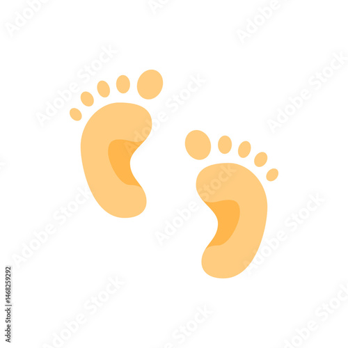 Two light orange footprints with five toes each, isolated on a white background in a simple illustration