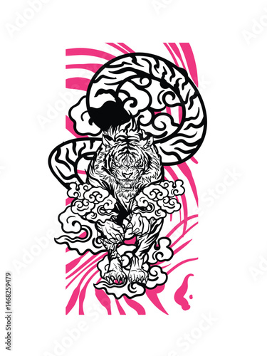 tiger illustration with japanese style for kaijune event