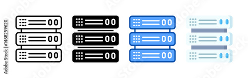 Server icon set bundle. Multi style icon collection perfect for websites, apps, and presentations. Simple vector icon collection