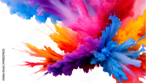 Dynamic Color Explosion of Paint Splashes with Bold Hues and Fluid Texture