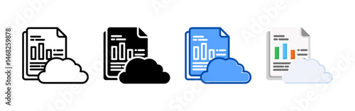Cloud data icon set bundle. Multi style icon collection perfect for websites, apps, and presentations. Simple vector icon collection