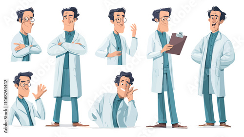 Medical director character set simple vector on white background  -  