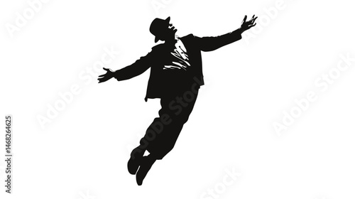 Mime performing silhouette vector isolated on white background  -  
