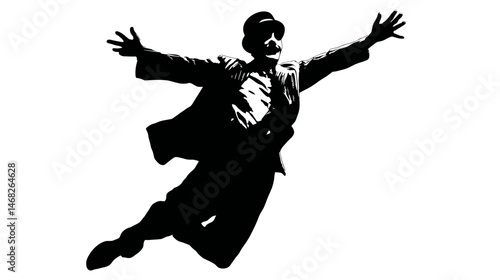 Mime performing silhouette vector isolated on white background  -  