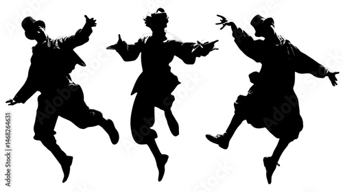 Mime performing silhouette vector isolated on white background  -  