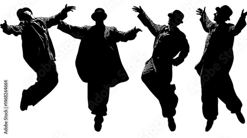 Mime performing silhouette vector isolated on white background  -  