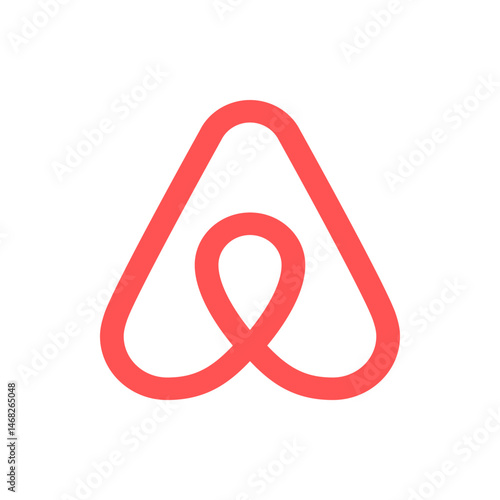 Airbnb logo featuring a red abstract shape resembling a bent triangle with a central loop design element