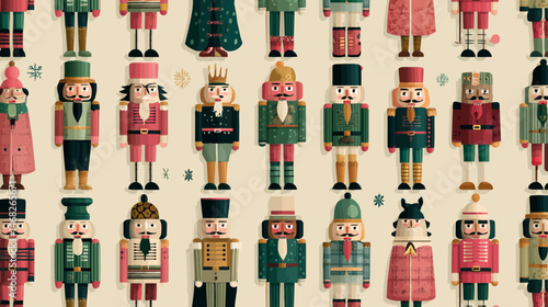 Nutcracker Christmas pattern simple vector on white background   -  