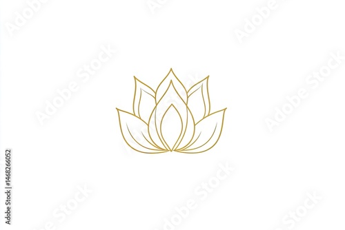 Elegant gold outline drawing of a lotus flower.