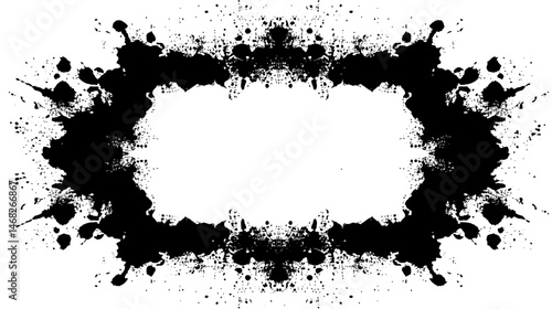 Paint blot frames simple black silhouette vector isolated on white background  -  
