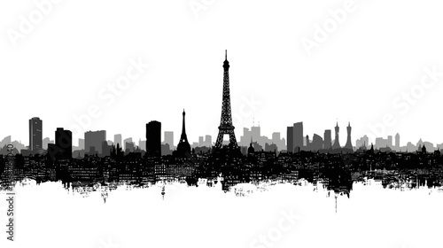 Paris skyline silhouette simple silhouette vector isolated on white background  -  