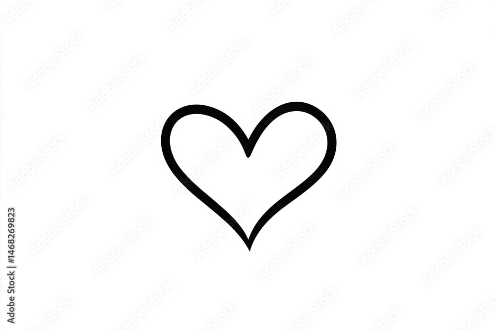 Simple black outline heart shape design against a white background. Simple black outline heart shape design against a white background.