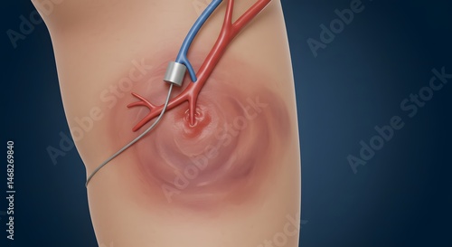 Arteriovenous Fistula Creation Illustration Showing Cannulation Access for Dialysis