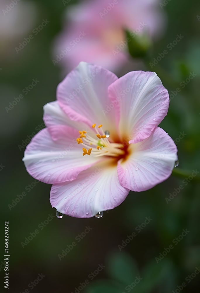 close up of a pink flower with drops of water on it close up of a pink flower with drops of water on it
