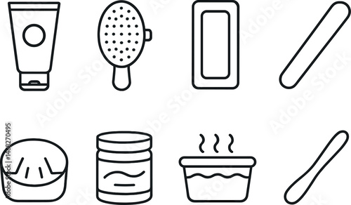 Beauty and hygiene outline icons set – spa, grooming, personal care symbols collection
