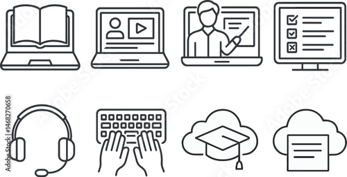 Study icon set. Online education vector