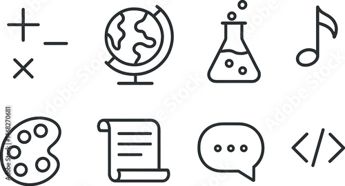 Education and science line icons set – outline, learning, academic symbols collection