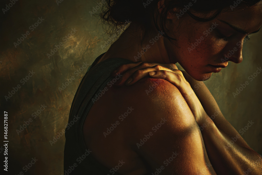 A poignant portrait captures a moment of introspection, highlighting the beauty and strength in vulnerability.
