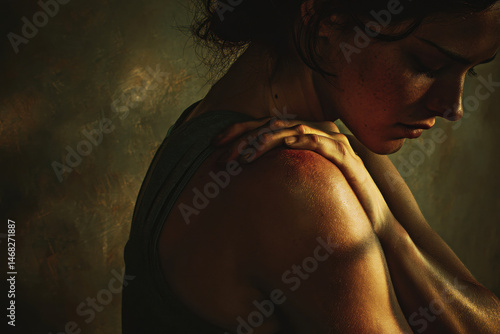 Obraz na płótnie A poignant portrait captures a moment of introspection, highlighting the beauty and strength in vulnerability. w salonie