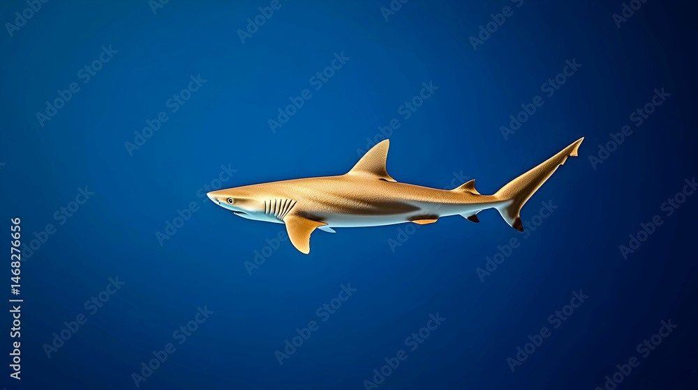 Naklejka premium Brown Shark In Deep Blue Ocean