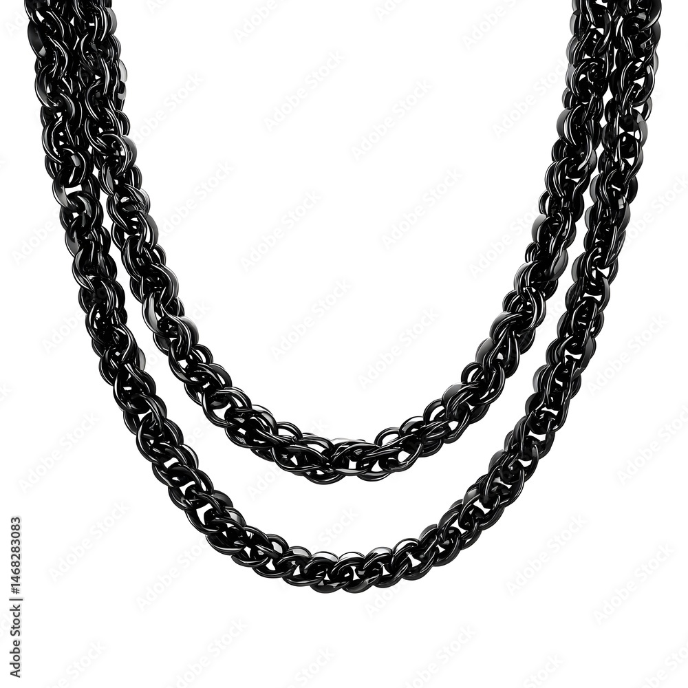 Obraz premium Layer Your Look With Glossy Obsidian Layered Chain Necklace Featuring Mirror Finish Modern Appeal