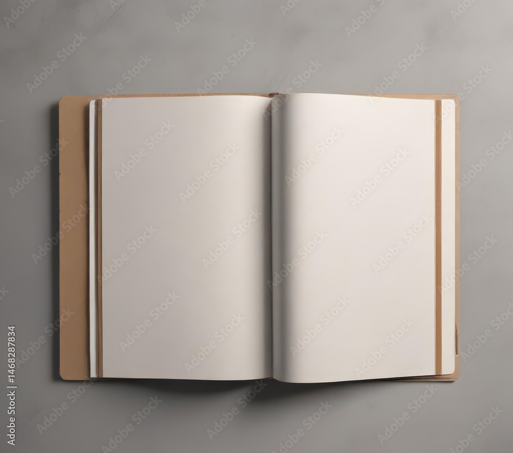 Blank photo album pages, open vertical display Ideal for design mockups , rustic, top view Blank photo album pages, open vertical display Ideal for design mockups , rustic, top view