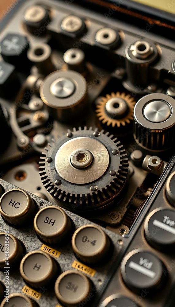 Fototapeta premium close up of a calculator with gears on it