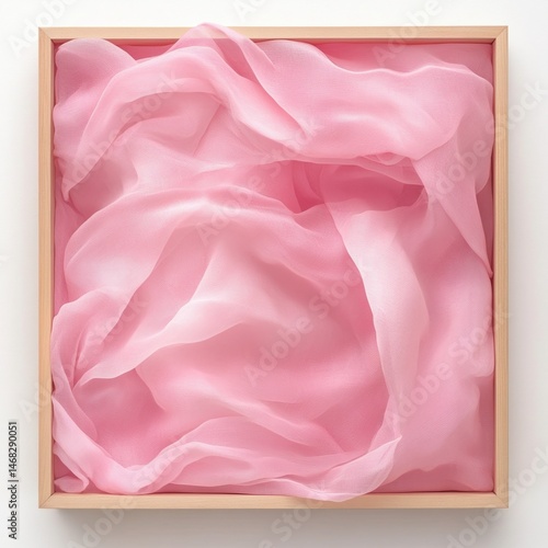 Wallpaper Mural Pink cloth in wooden frame still life on white background Torontodigital.ca