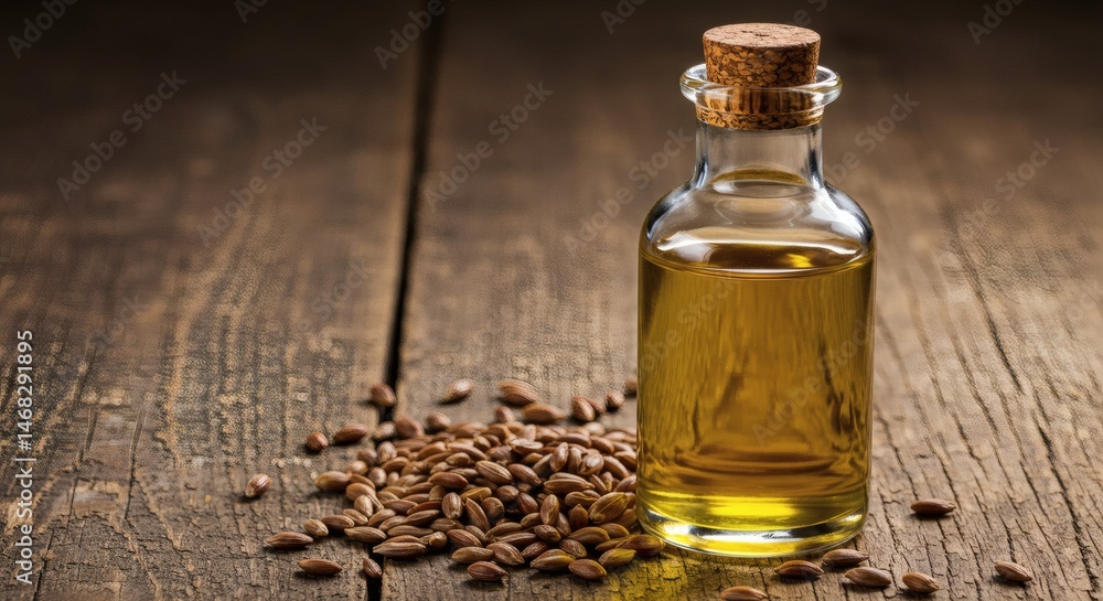 Golden Flaxseed Oil: Rustic Still Life with Seeds Golden Flaxseed Oil: Rustic Still Life with Seeds