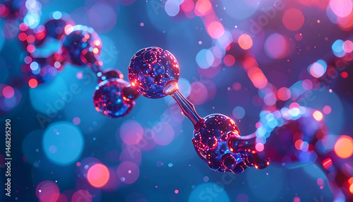 Fototapeta Naklejka Na Ścianę i Meble -  Stunning Microscopic View: Vibrant Molecular Structure Art