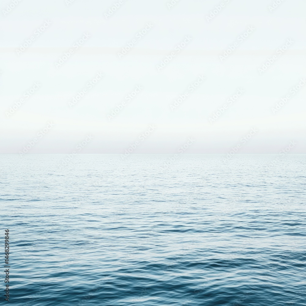 Serene ocean vista, calm waters meet pale sky Serene ocean vista, calm waters meet pale sky