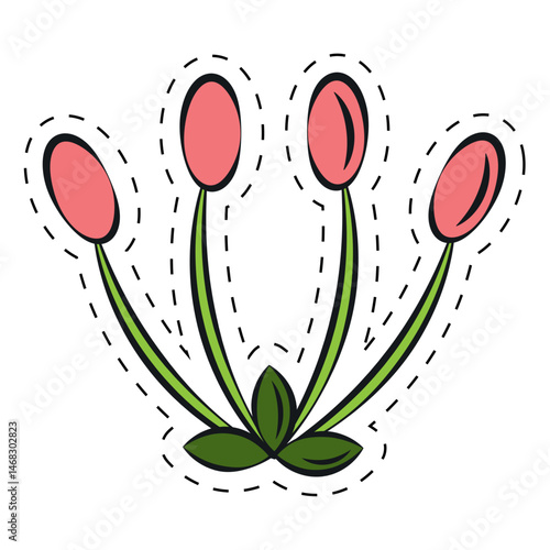 Cartoon colored flower with petals. Vector