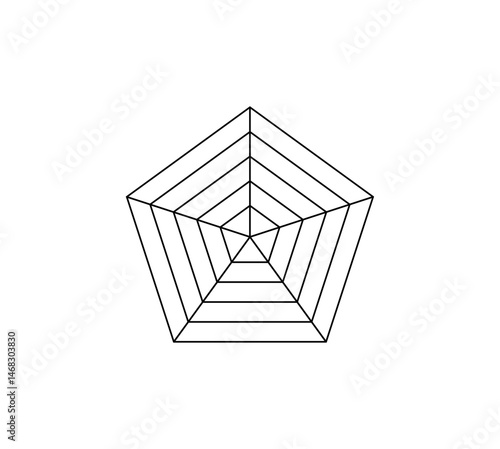 Radar or spider diagram template. Pentagon, Hexagon, Heptagon, Octagon, Nonagon, Decagon. Flat spider mesh. Blank radar charts. Kiviat Statistic and analitic.