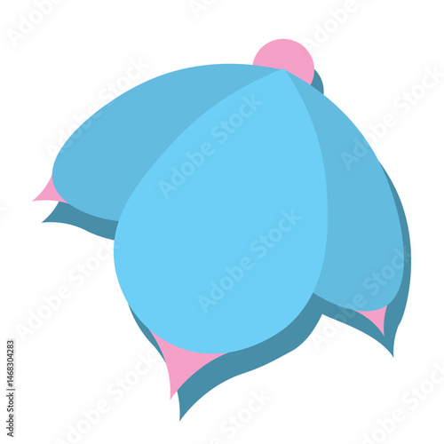 Minimal blue flower with shadow. Vector