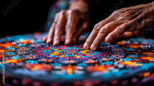 Closeup View Of Hands Crafting Colorful Patterned Design