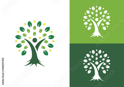 abstract human tree logo. vector human tree logo. design logo human tree