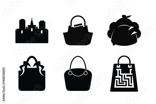 Female Bag Silhouette Vector Illustrations Set-3