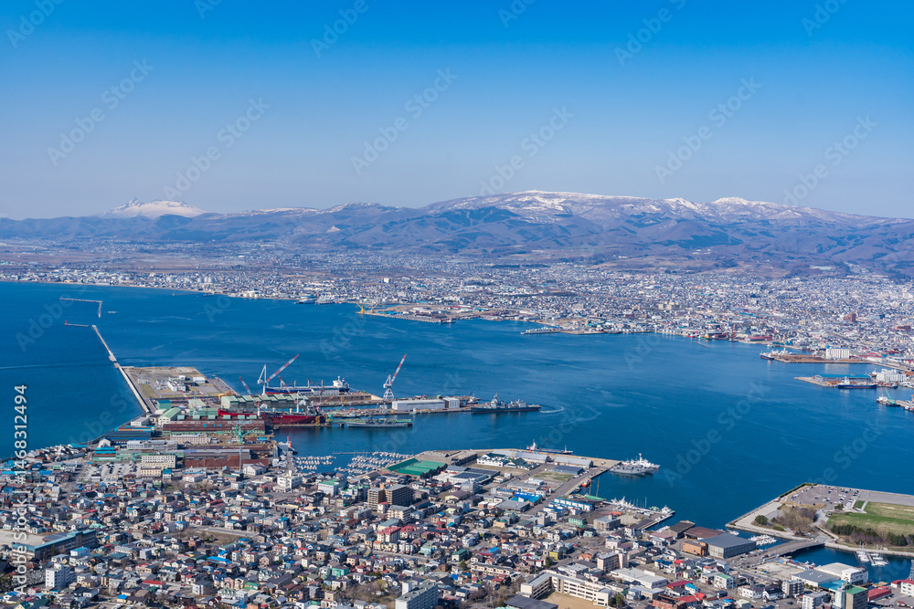 Naklejka premium 函館山から見る快晴の函館風景