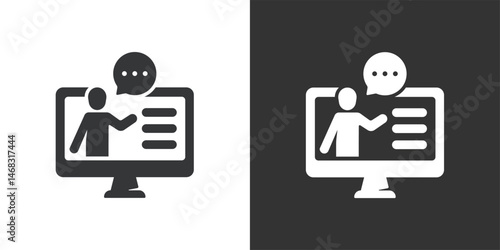 Online teaching icon. Solid glyph series icon