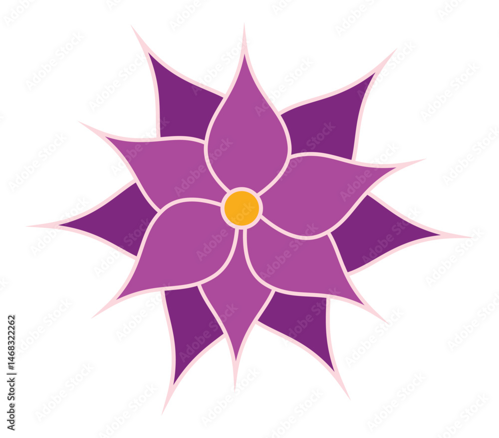 Purple Lotus Flower Top View - Flat Vector Illustration. Purple Lotus Flower Top View - Flat Vector Illustration.