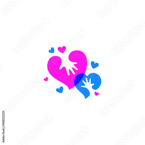 love hand care logo with flat design style