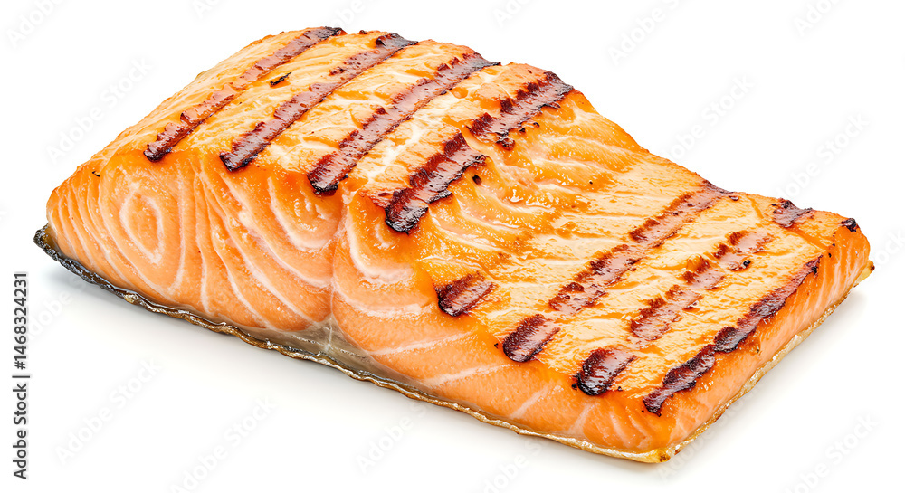 Grilled Salmon isolated on white background