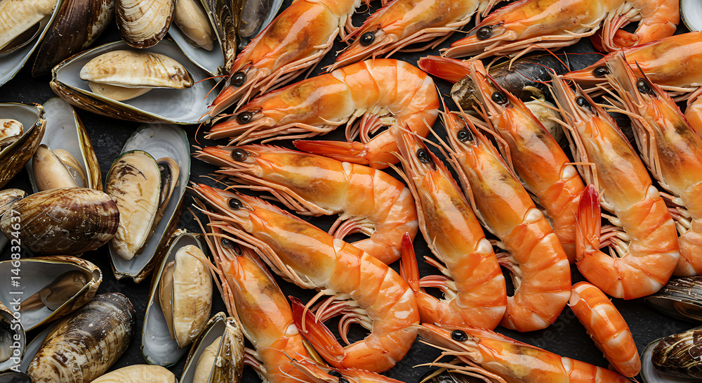 Fresh Shrimps and Mussels