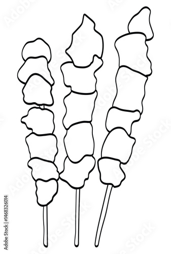 Outline of Moo Ping, Thai Street Food Pork Skewers.