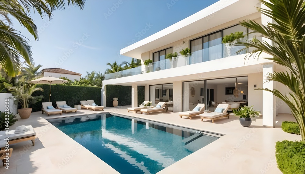 Luxury Modern Villa with Infinity Pool and Palm Trees Luxury Modern Villa with Infinity Pool and Palm Trees