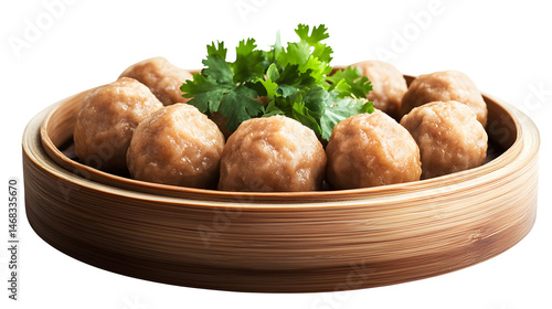 Obraz na płótnie steamed meatball, dim sum food cutout png isolated on white or transparent background
w salonie