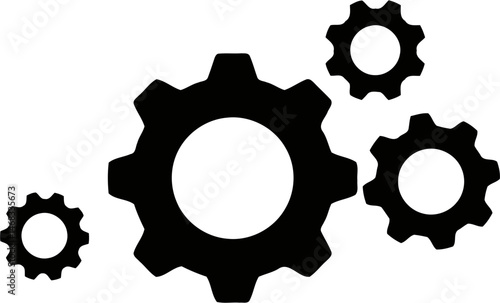 Gear set simple glyph web symbol. Cogwheel group black vector icon. 