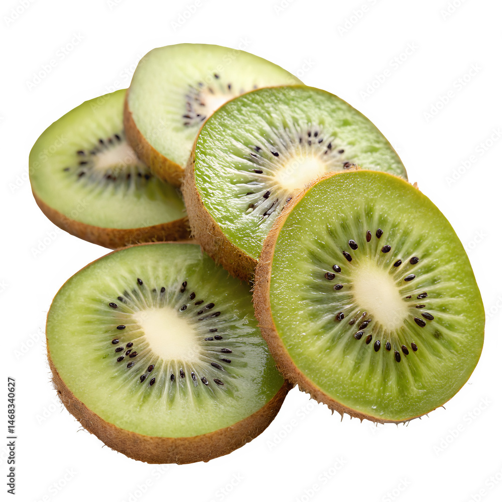 Fototapeta premium kiwi fruit slices isolated on white or transparent png